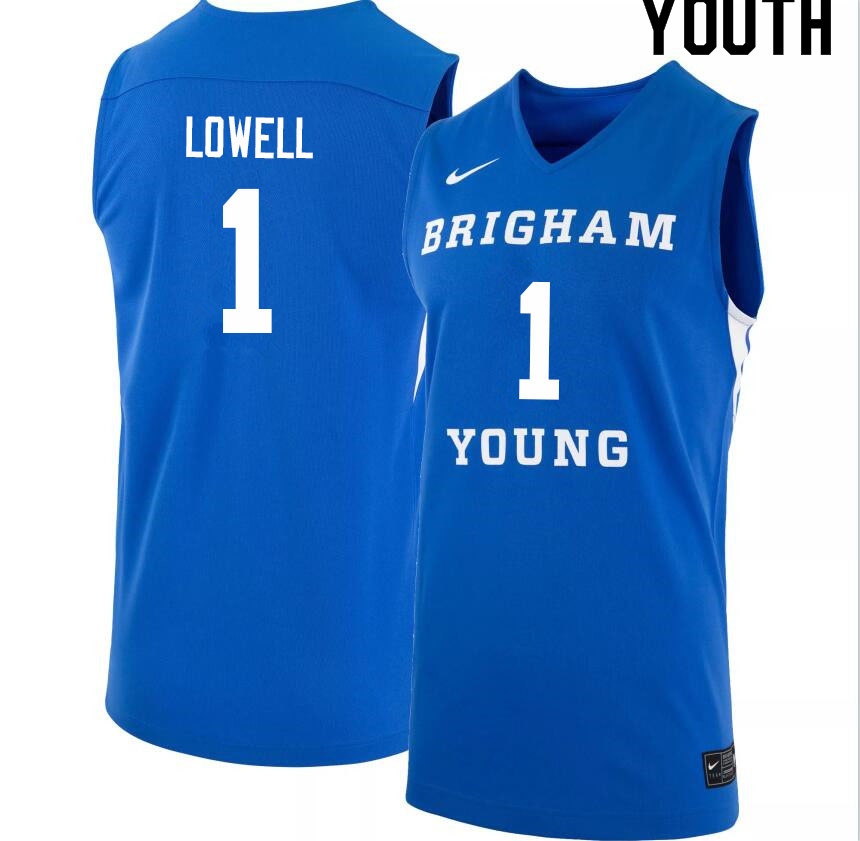 Youth #1 Wyatt Lowell BYU Cougars College Basketball Jerseys Sale-Light Blue